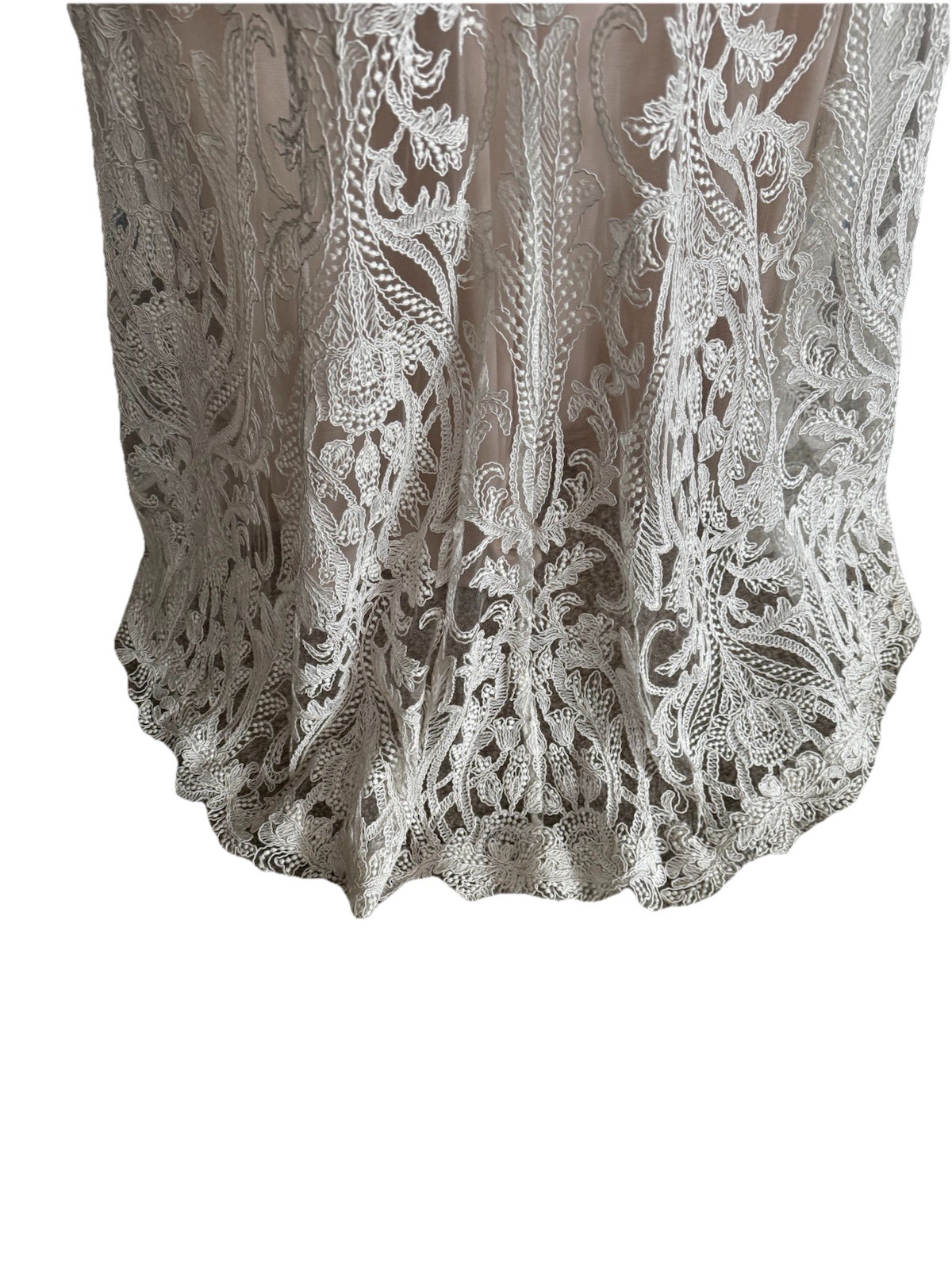 NEW Tadashi shoji gown dress Wedding Bridal All Lace Long +Train Ivory White 8