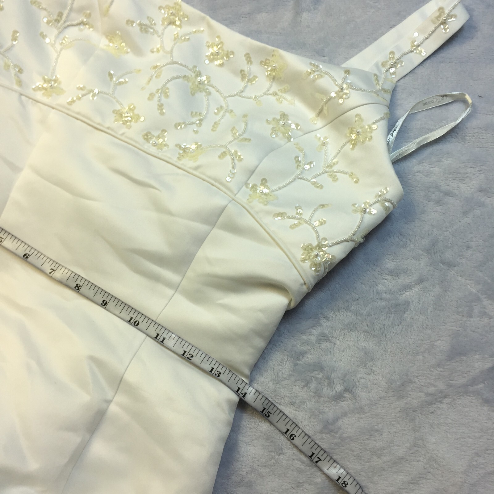 Oleg Cassini Wedding Dress Size 10 Womans White Beaded Sleeveless Ballgown Tulle