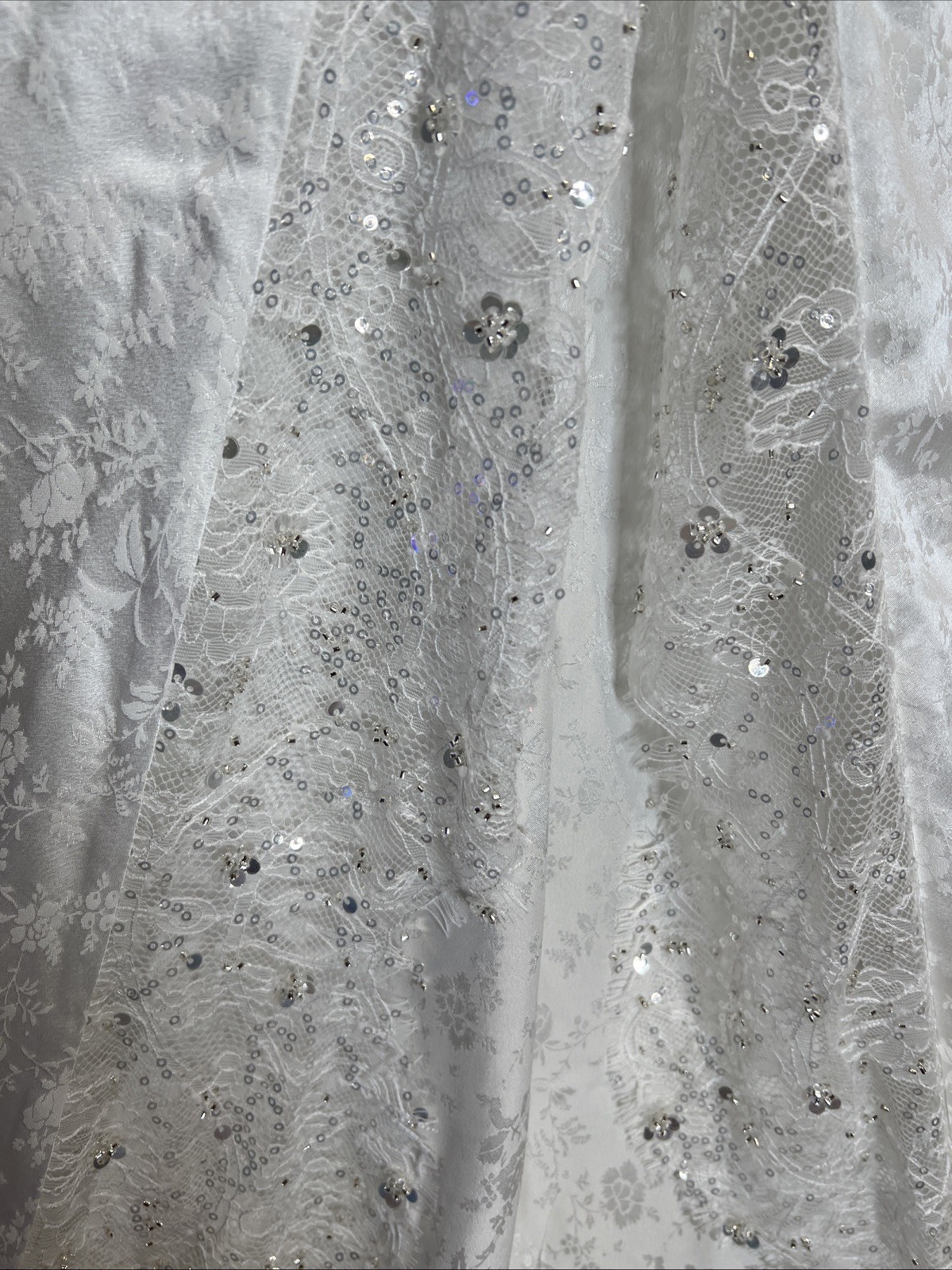 For Love & Lemons Aurelia Jacquard Embellished Silk Lace Vintage Wedding Gown 12