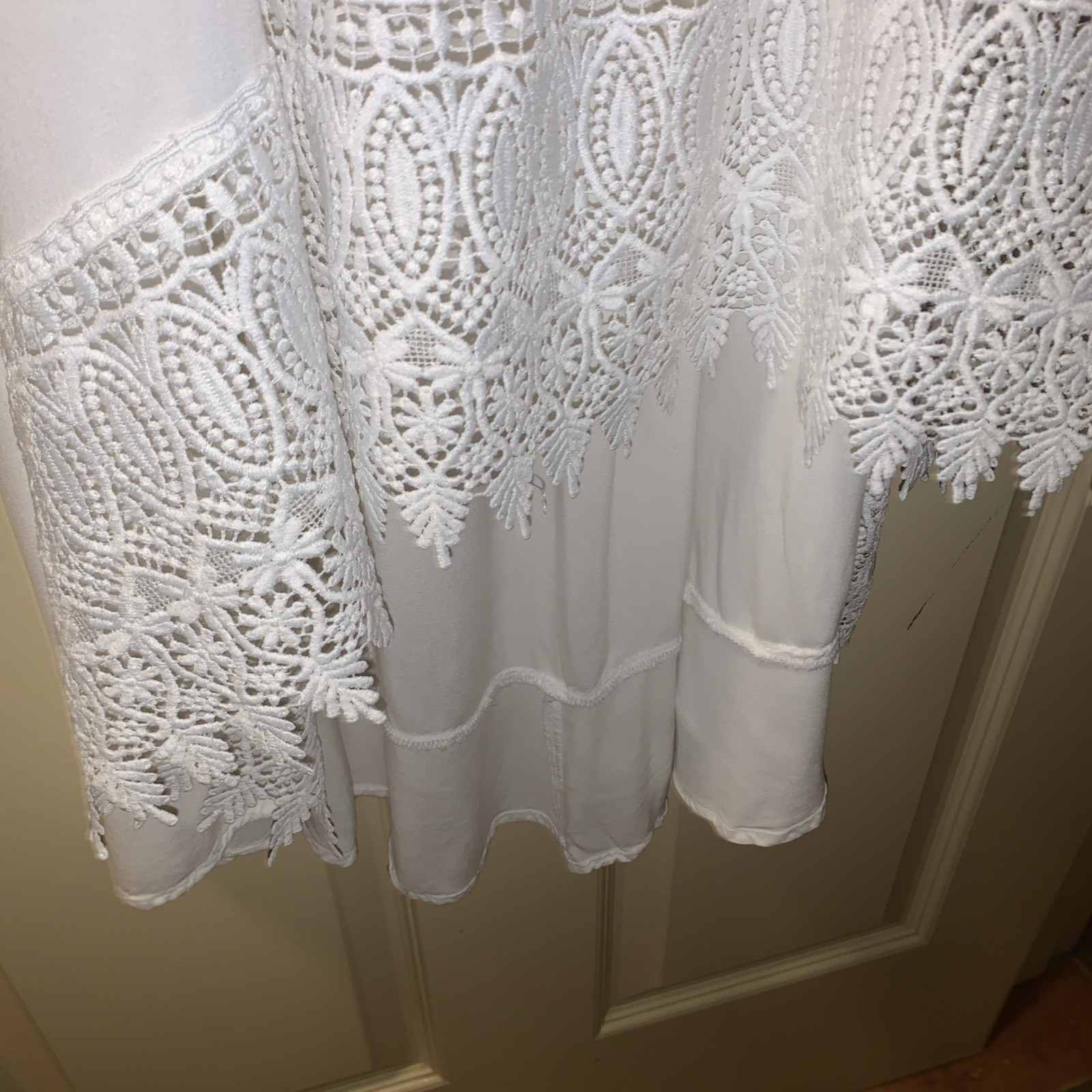 WHITE Rayon And Lace HIGH LOW MAXI DRESS Women’s Size Large . Wedding Venues
