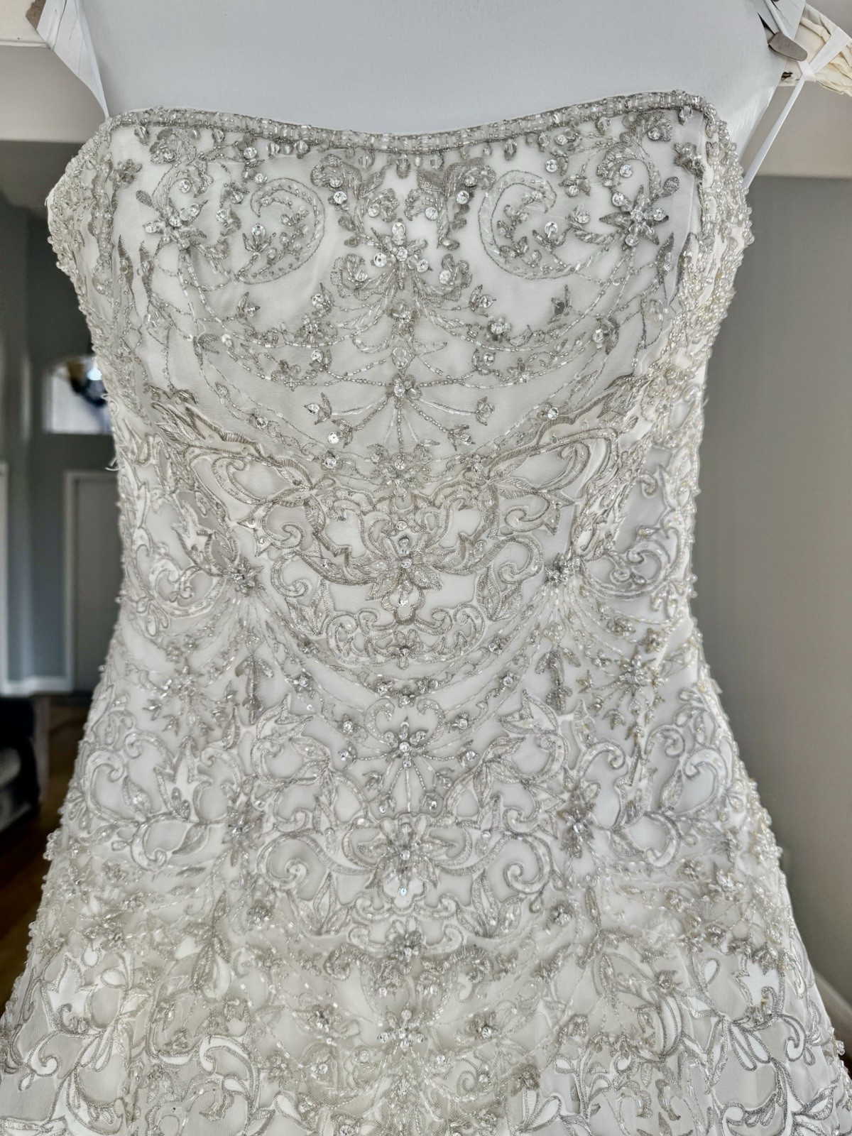 Beaded Embroidered Ball Gown Wedding Dress with Train