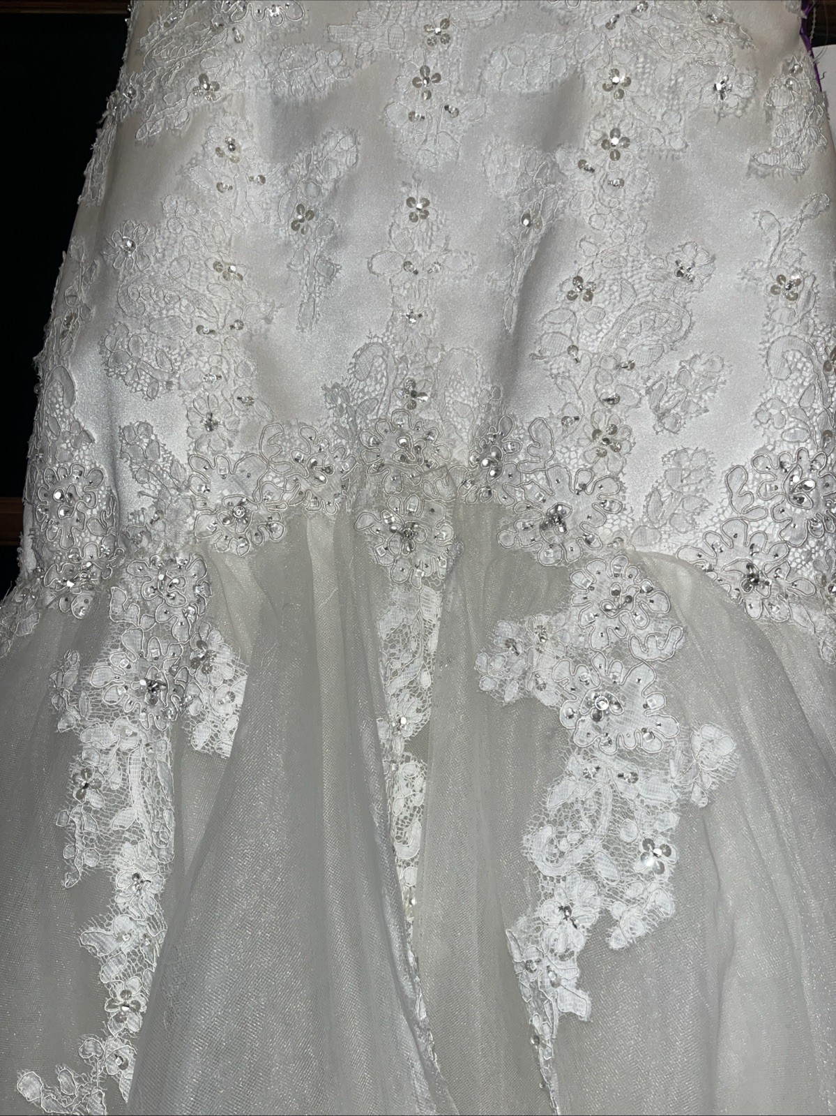 Elegant Wedding Dress With Train By Venus Lace & Rhinestone Size 10 Ivory Silver