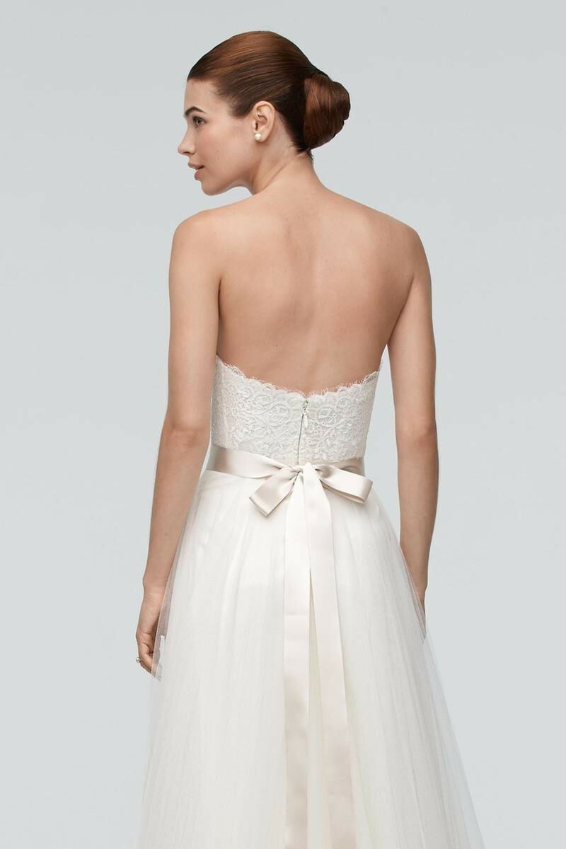 Watters Brides Wedding Dress 8-10 Ivory A-Line Lace Tulle Ribbon Karington 9080B