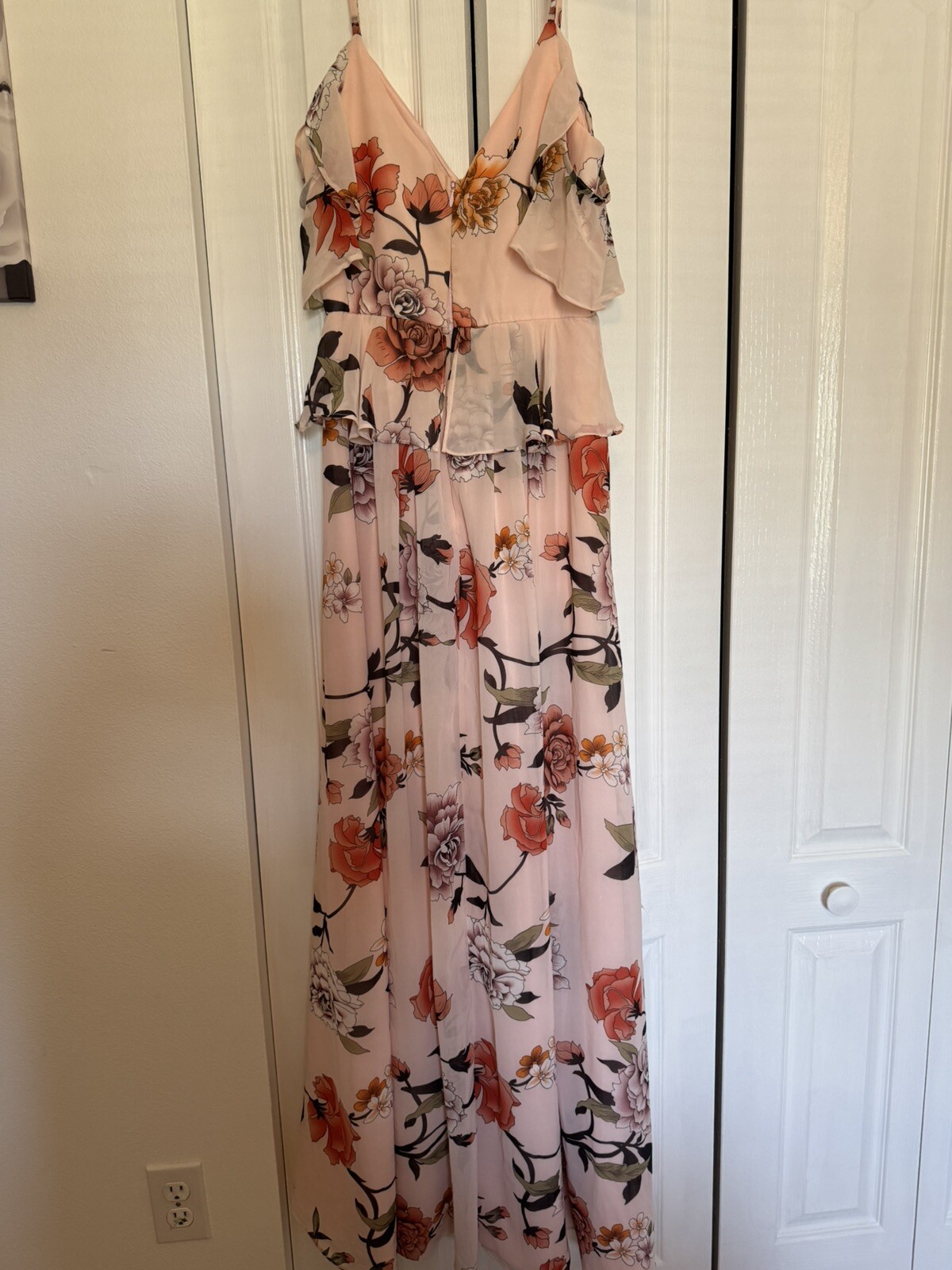 Lulus Pink Floral Midi Wedding Guest, Wedding Shower, Formal Event Dress Size XS