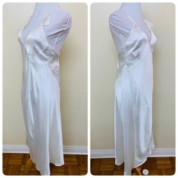HAH Revolve Give A Midi White Satin Slip Dress Y2K Coquette Nightgown Bridal MED
