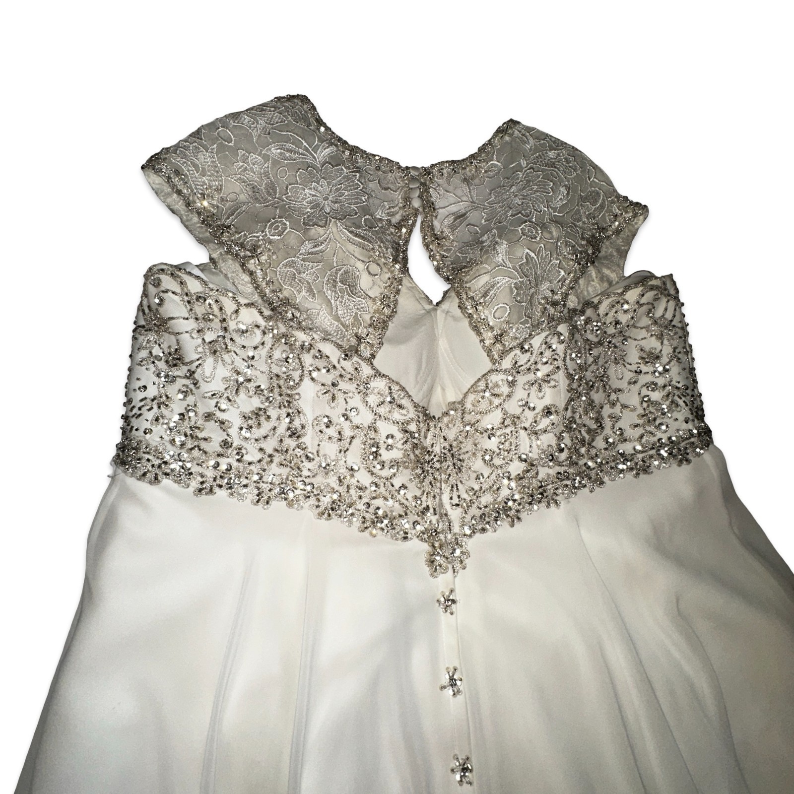 Allure Bridals 8618 Wedding Dress Size 16 Altered to 12 Lace Beaded Bodice Ivory