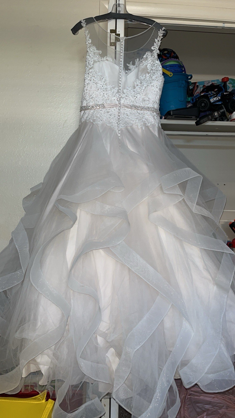 White Lace Beaded Tulle wedding dress