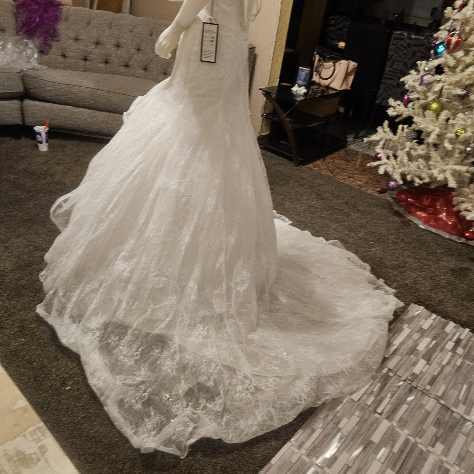 Organza Wedding Dresses Beaded Strapless Ruffles Sweep Train A Line Bridal Gowns