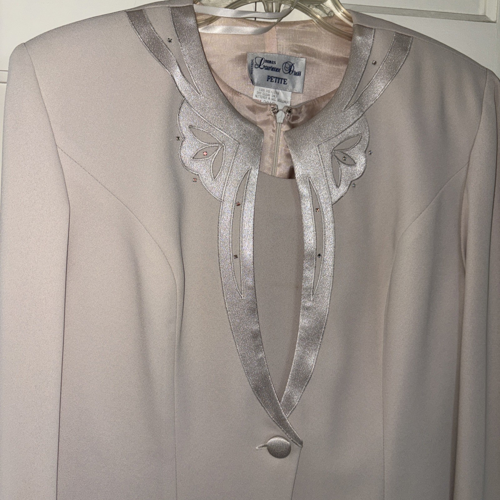 Robes Lawrence Montreal Formal Dress w/Blazer Beige Wedding Bride NYE size 14P