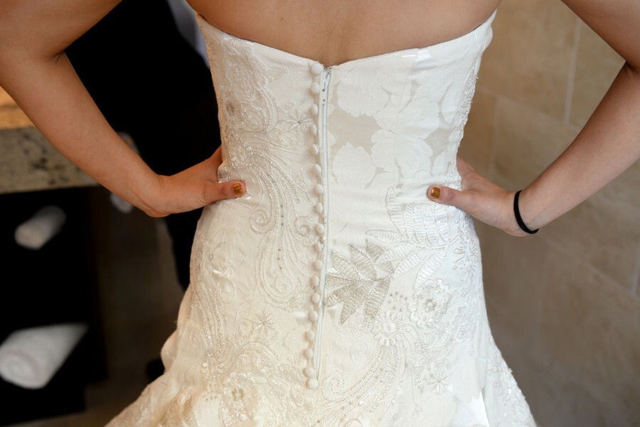 Oleg Cassini Floral Jacquard Trumpet Gown with Tiered Skirt