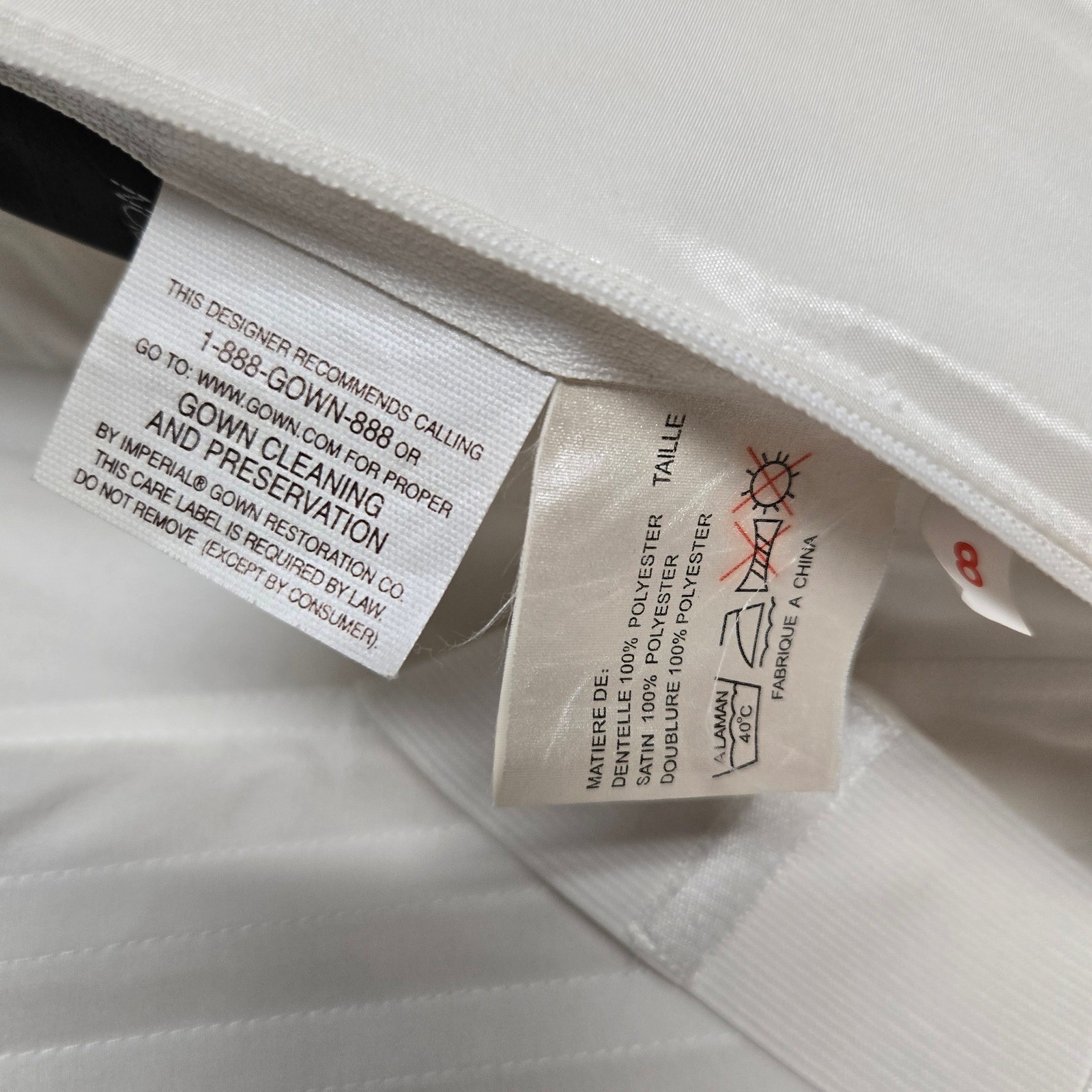 Zurc Bridal Wedding Gown Size 8 White Satin Tiered Pick Up Cathedral Train