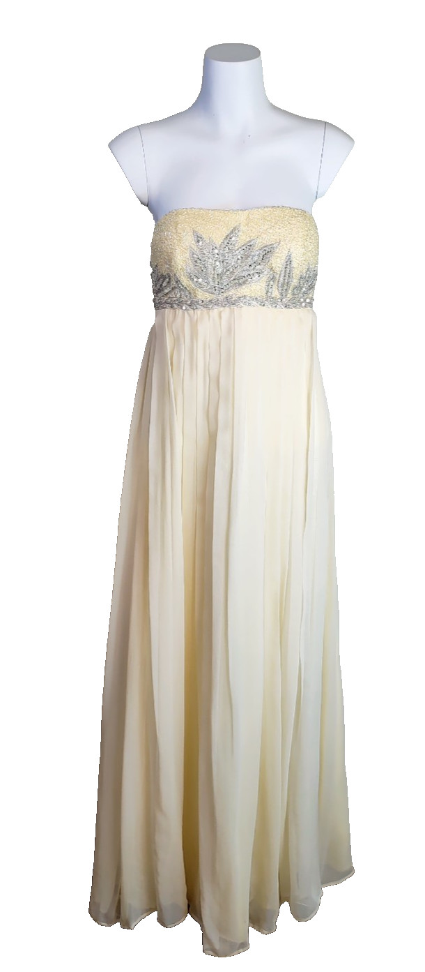 Camille La Vie Ball Gown Wedding Dress Beige Gold Lace Beaded Sequin Size 4