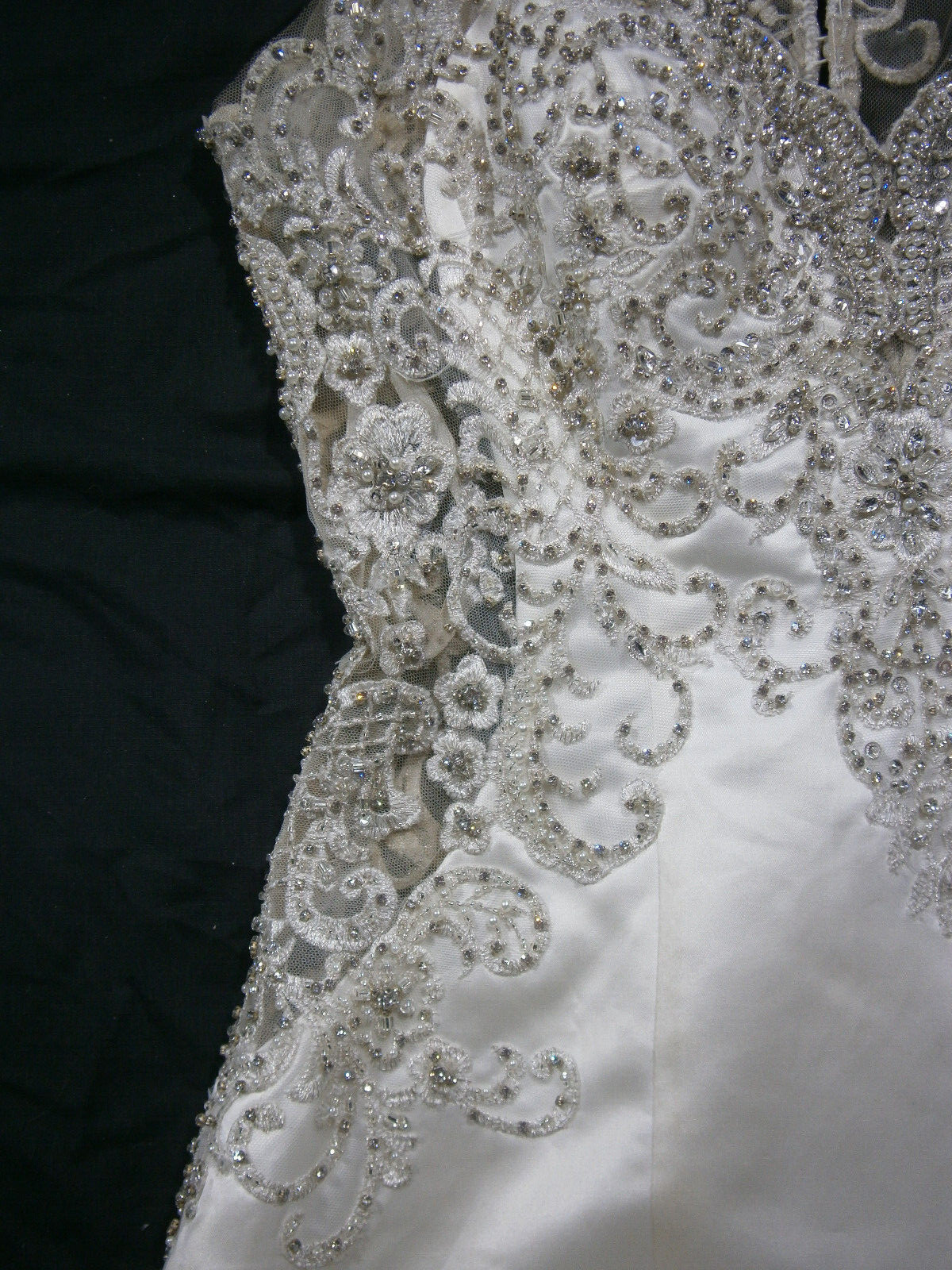 Allure Bride Wedding Dress 12 Ivory Satin Mermaid Beaded Illusion 9402 $1,789
