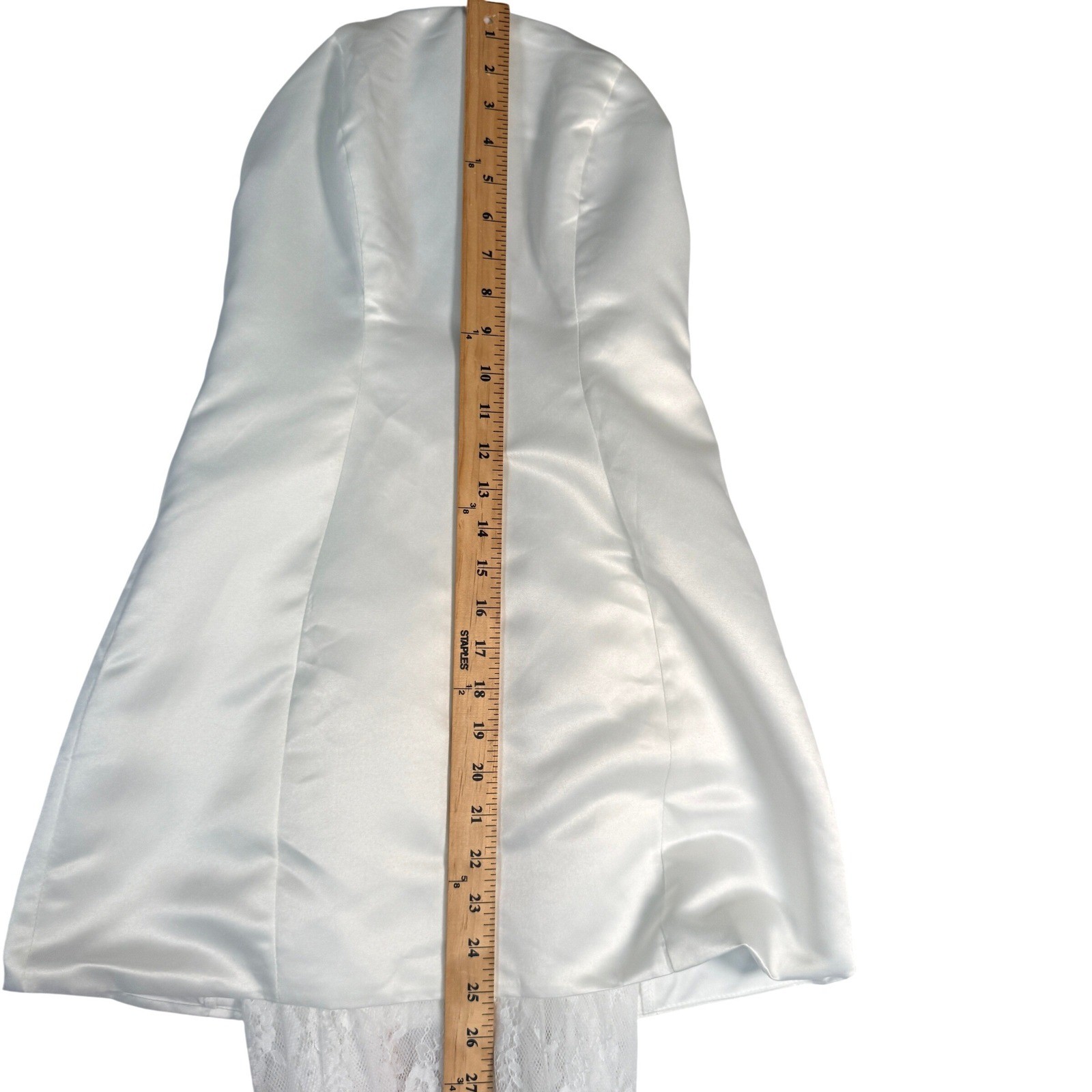 Lulus Winslet White Satin Sheer Hem Strapless Maxi Dress Satin & Lace Bridal XS