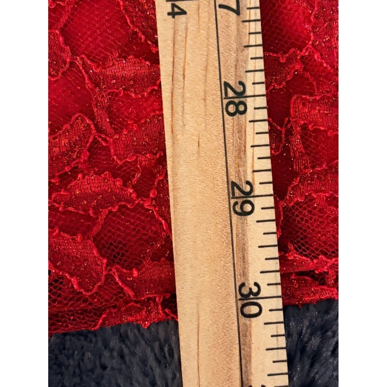 Red Lace Strapless Cocktail Wedding Guest Dress Rhinestone V Neck Juniors 13
