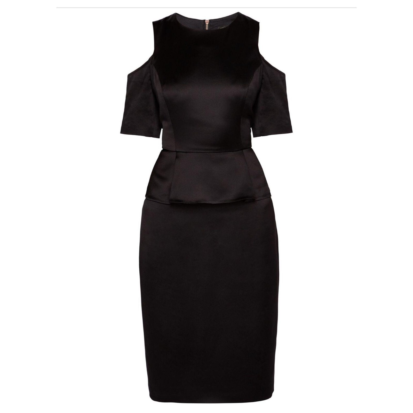 Ted Baker NWT $295 Palard Cold-Shoulder Peplum Dress Black Women’s Size US 4-6