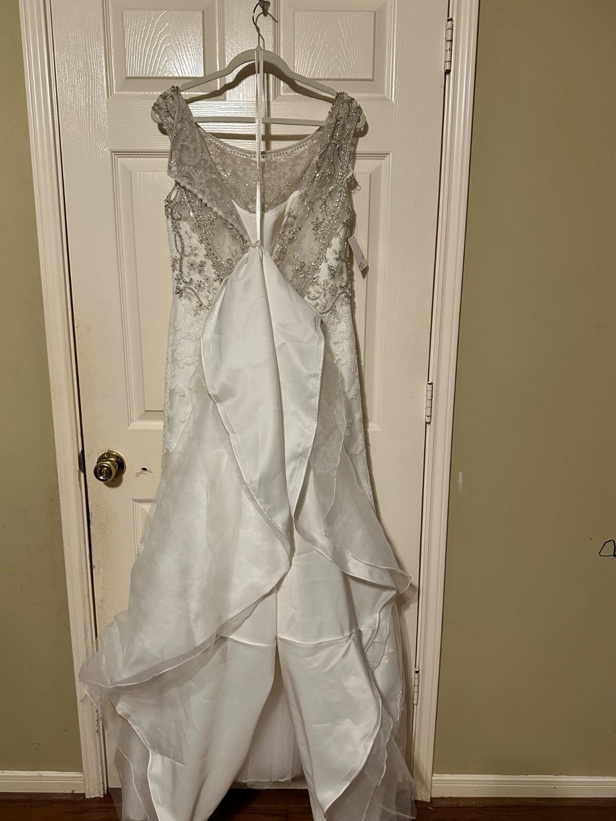 Casablanca Bridal Full A-line gown with non-beaded lace appliqués Size 14 $750