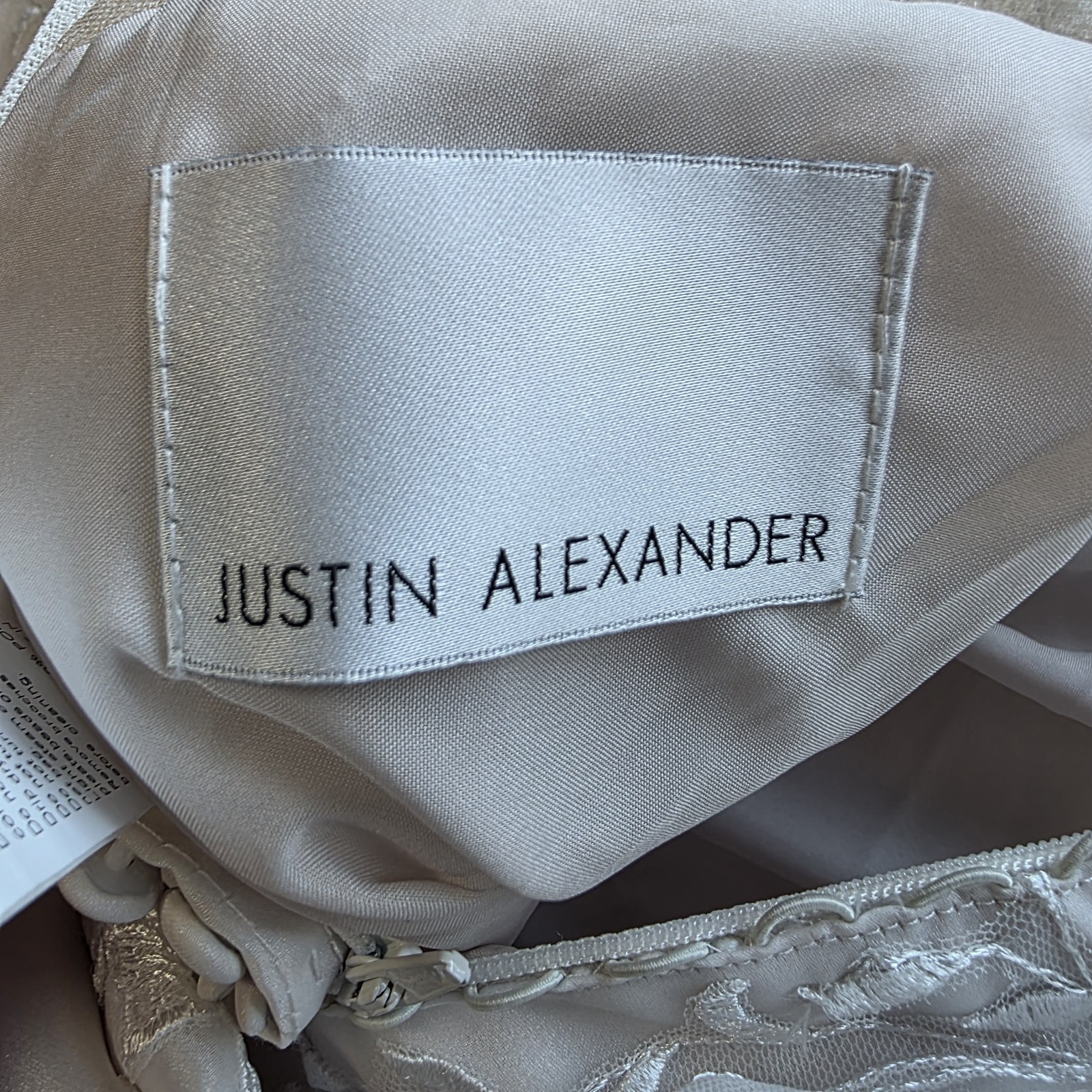 Justin Alexander Sample Tea Length Wedding Dress D1000PS Strapless Sz 22