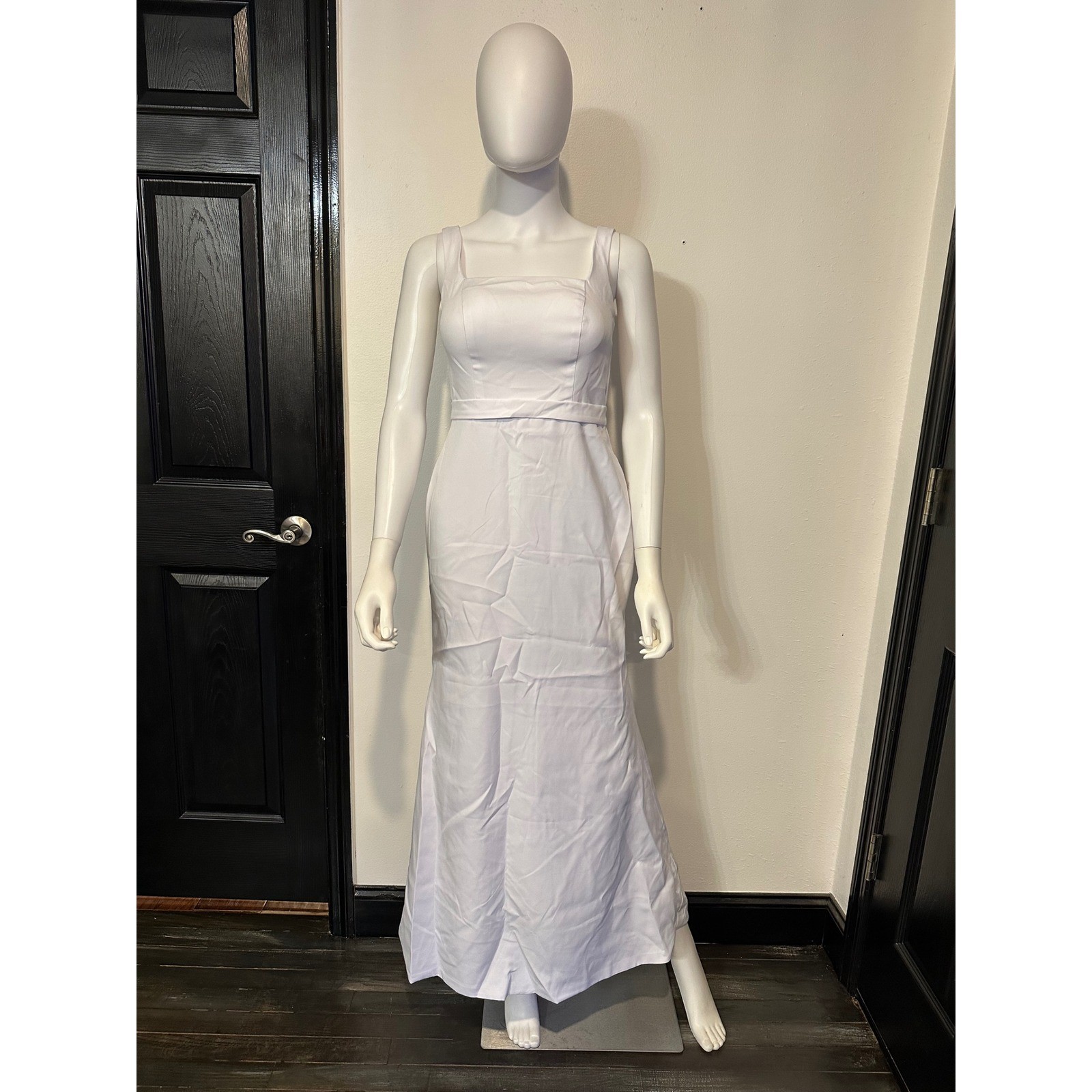 White Square Neck Sleeveless Mermaid Maxi Formal Gown Wedding Dress