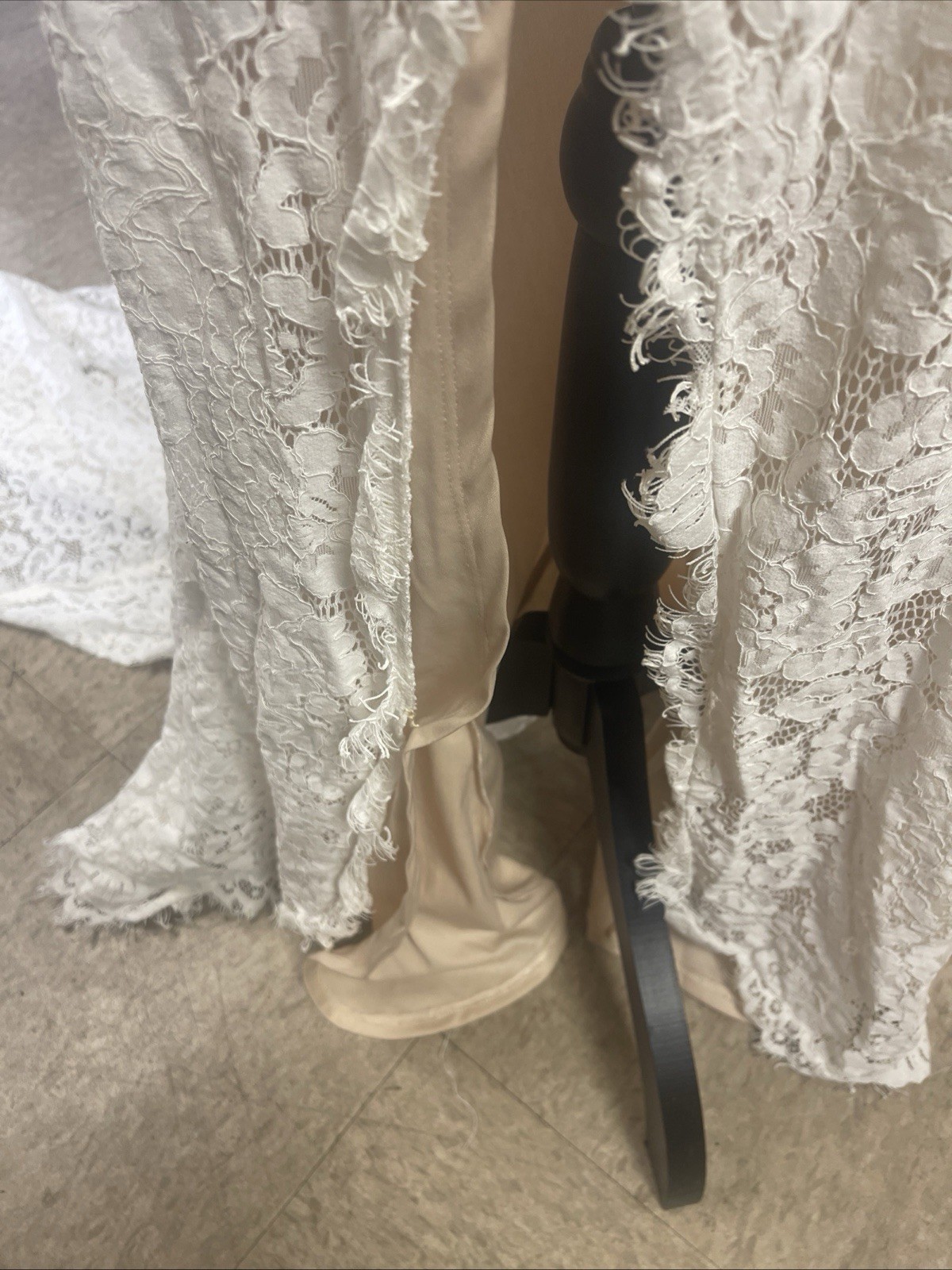 Lulu’s Wedding Bridal Everlasting White Floral Lace Mermaid Maxi Dress XS Train