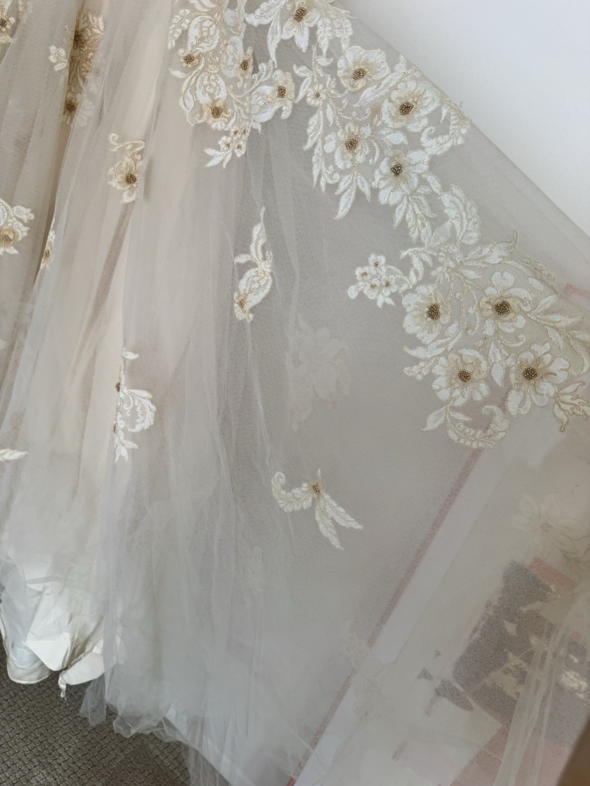 Bianchi 1950s Ivory Full-Length Wedding Dress pearl embellished
