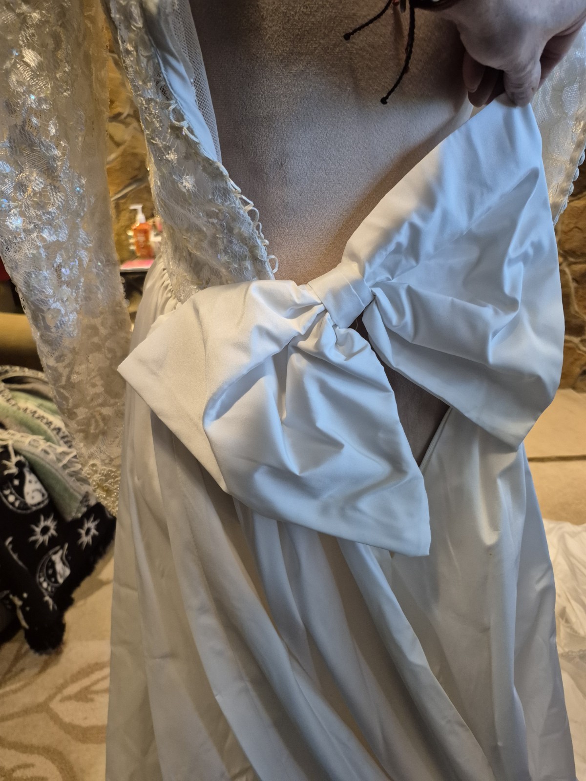 Unbranded Beaded And Laced XS Wedding Dress With Long Train
