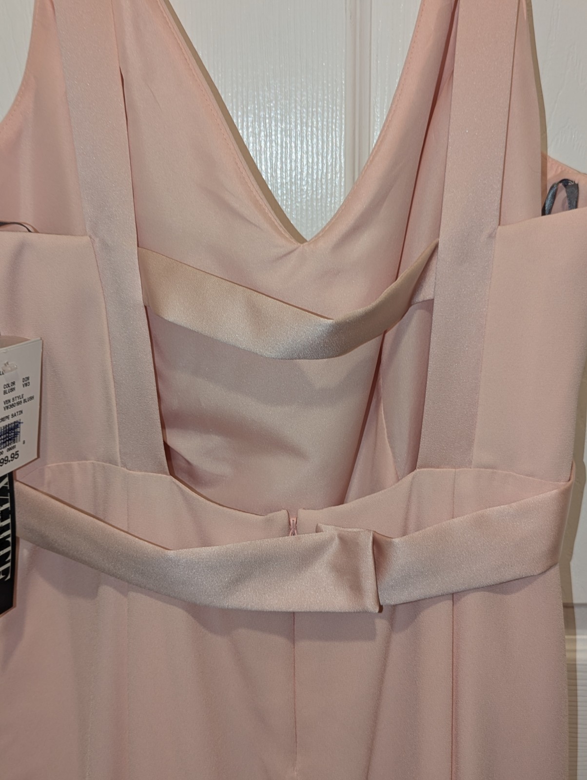 White By Vera Wang Size 16 Blush Pink Sleeveless V Neck Crepe & Satin Gown NWT