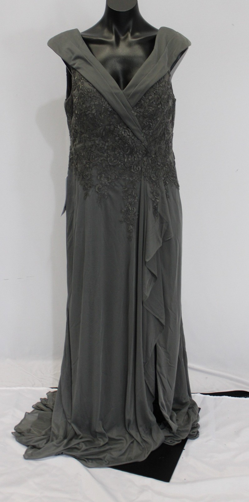 Azazie Women’s Calathea A-Line Lace Mesh Dress AP2 Steel Grey Size: A14 NWT