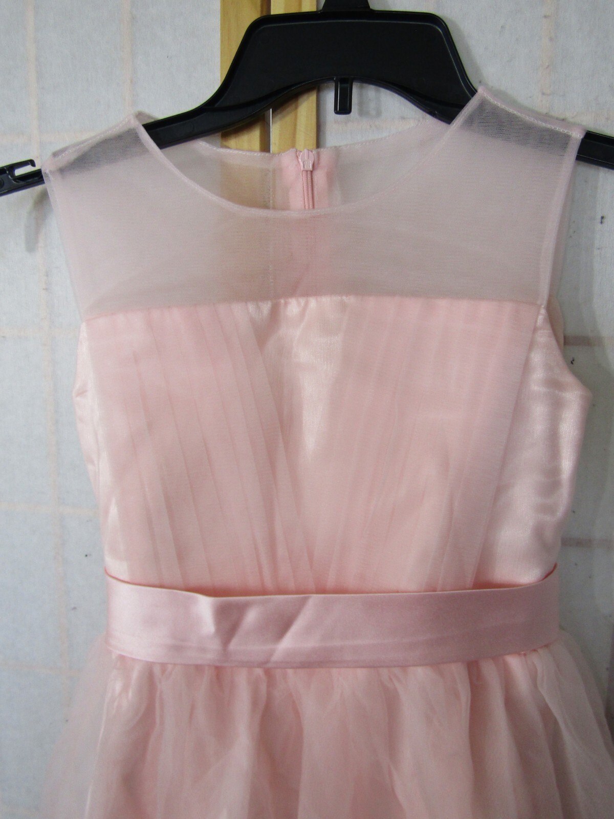 NWT Dideyttawl Soft Pink Chiffon Pleated Bodice Maxi Formal Dress Size 10-12