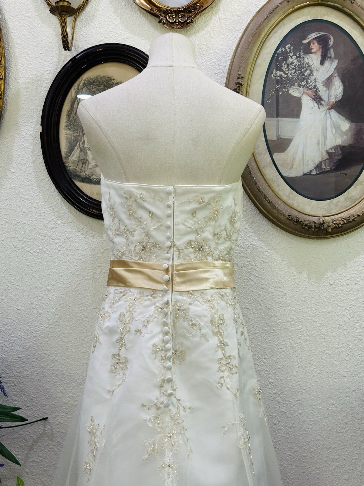 Vintage Alfred Angelo Wedding Dress | Champagne Embellished Lace Bridal Gown