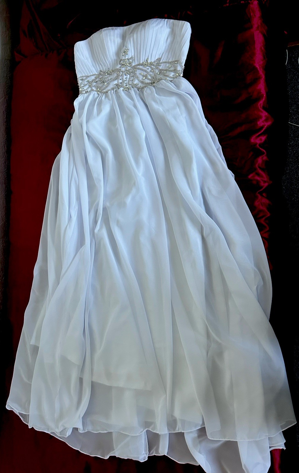 Wedding dress white size 36 S A-line strapless beading New