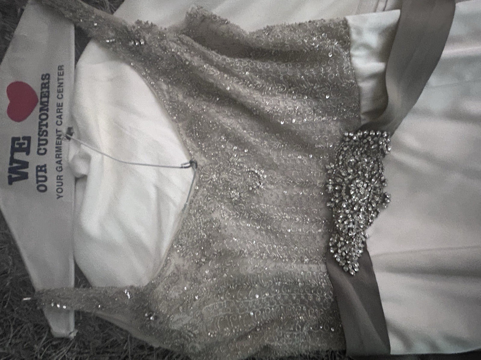 Lazaro Ivory/Platinum Satin Mermaid Wedding Dress Scoop Neck Beaded Size 18