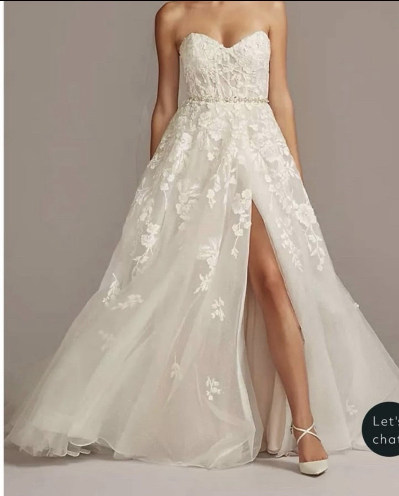 Off-White Lacey Wedding Dress Size 8 Strapless ￼