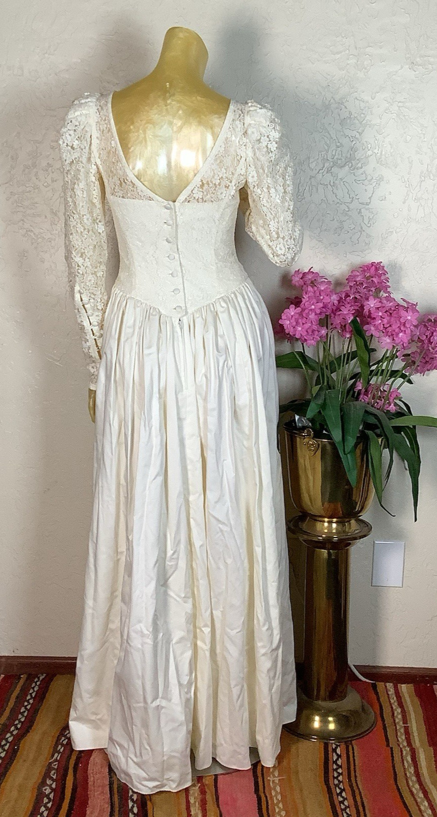 MINT Vintage 1992 Laura Ashley Cotton Sateen Wedding Dress with Veil & Catalog