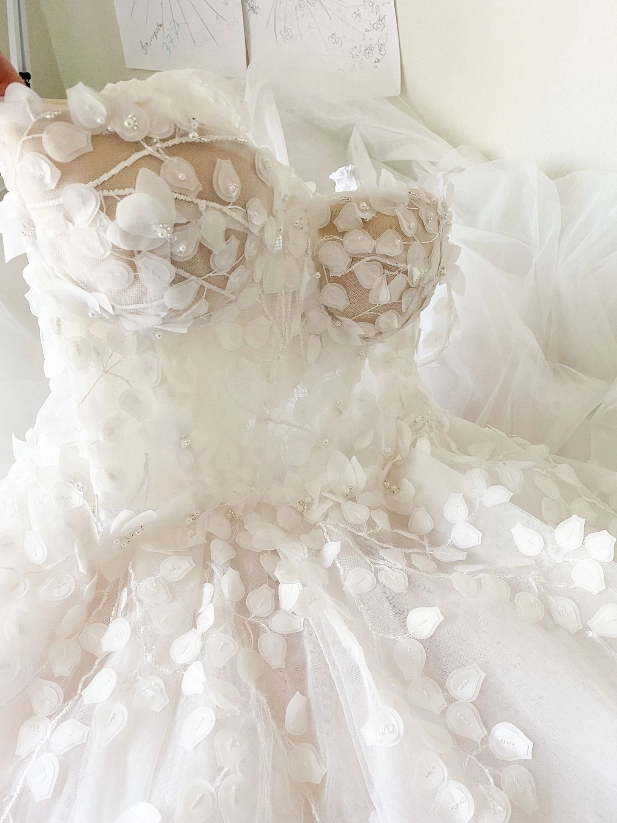 Top Boho Floral Lace Wedding Dress Wedding Dress 32-60 Pink Ivory Strappy Lace Up