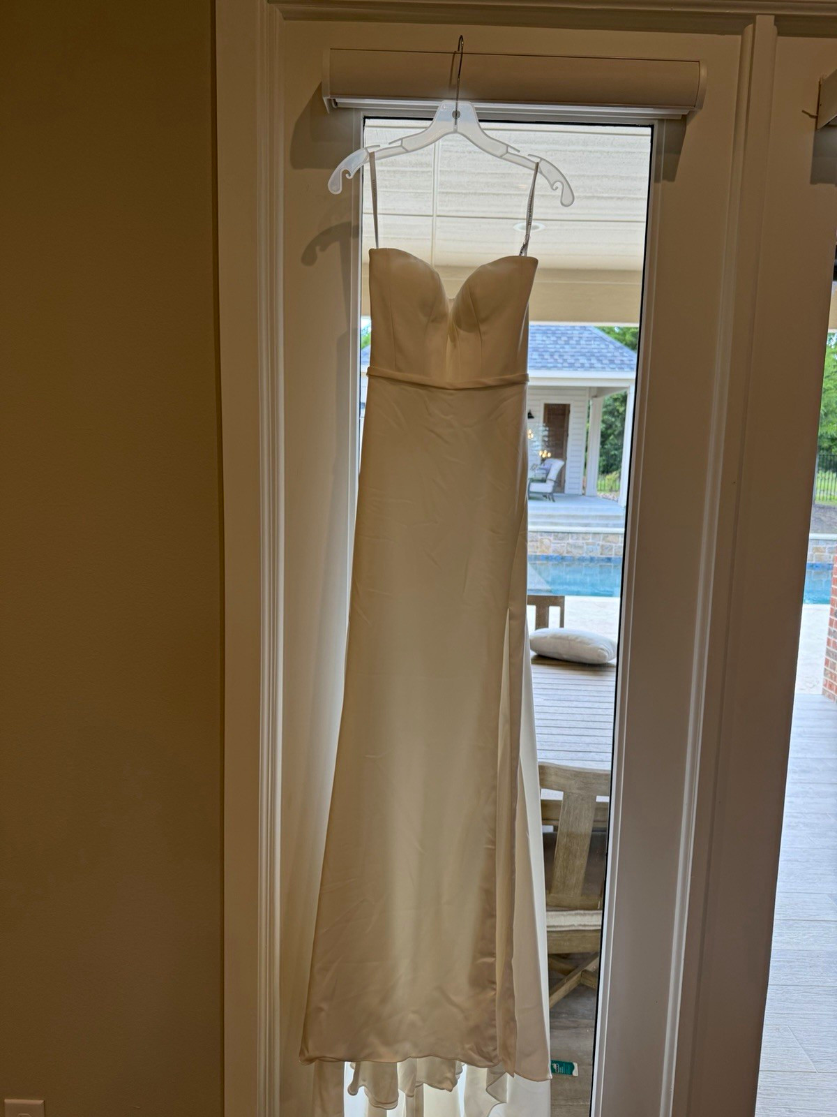 Morilee Ivory Satin Sweetheart Sheath Full-Length Button Back Wedding Dress 0