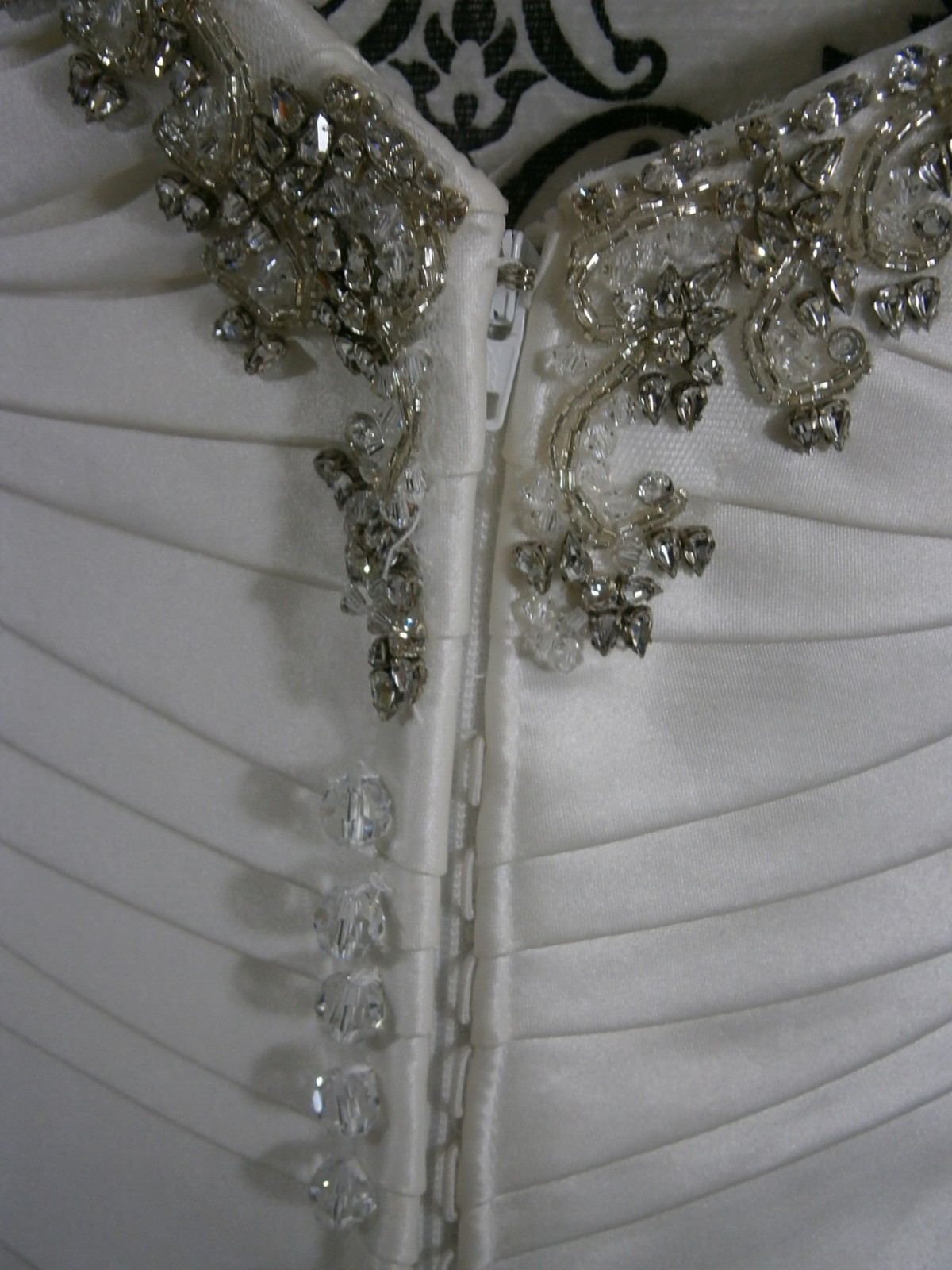 Casablanca Wedding Dress Ball Gown 12 Off-White Draped Ruffles Bling Ruched