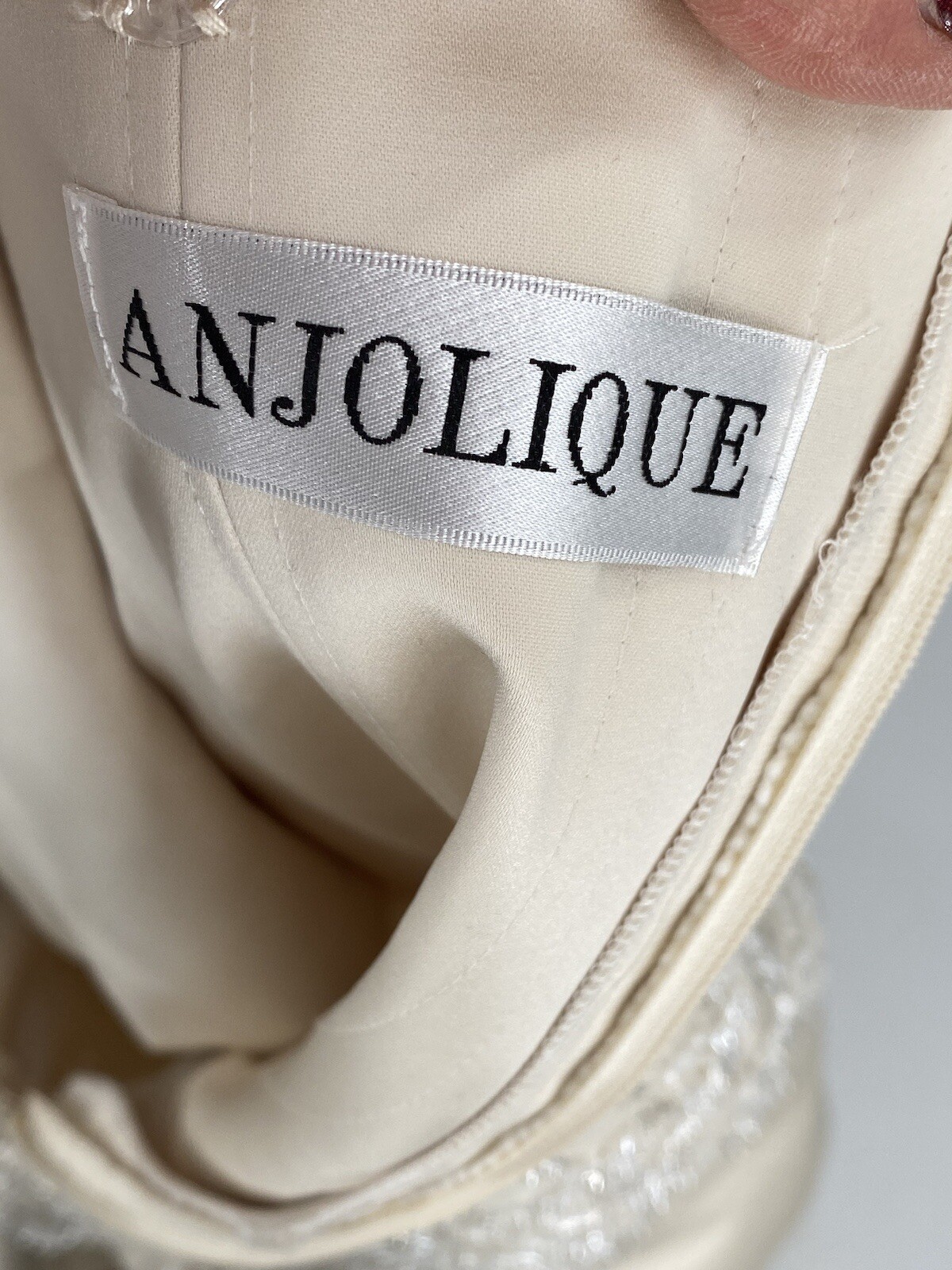 Anjolique Strapless Wedding Dress Beaded Off-White Full Skirt Size 10