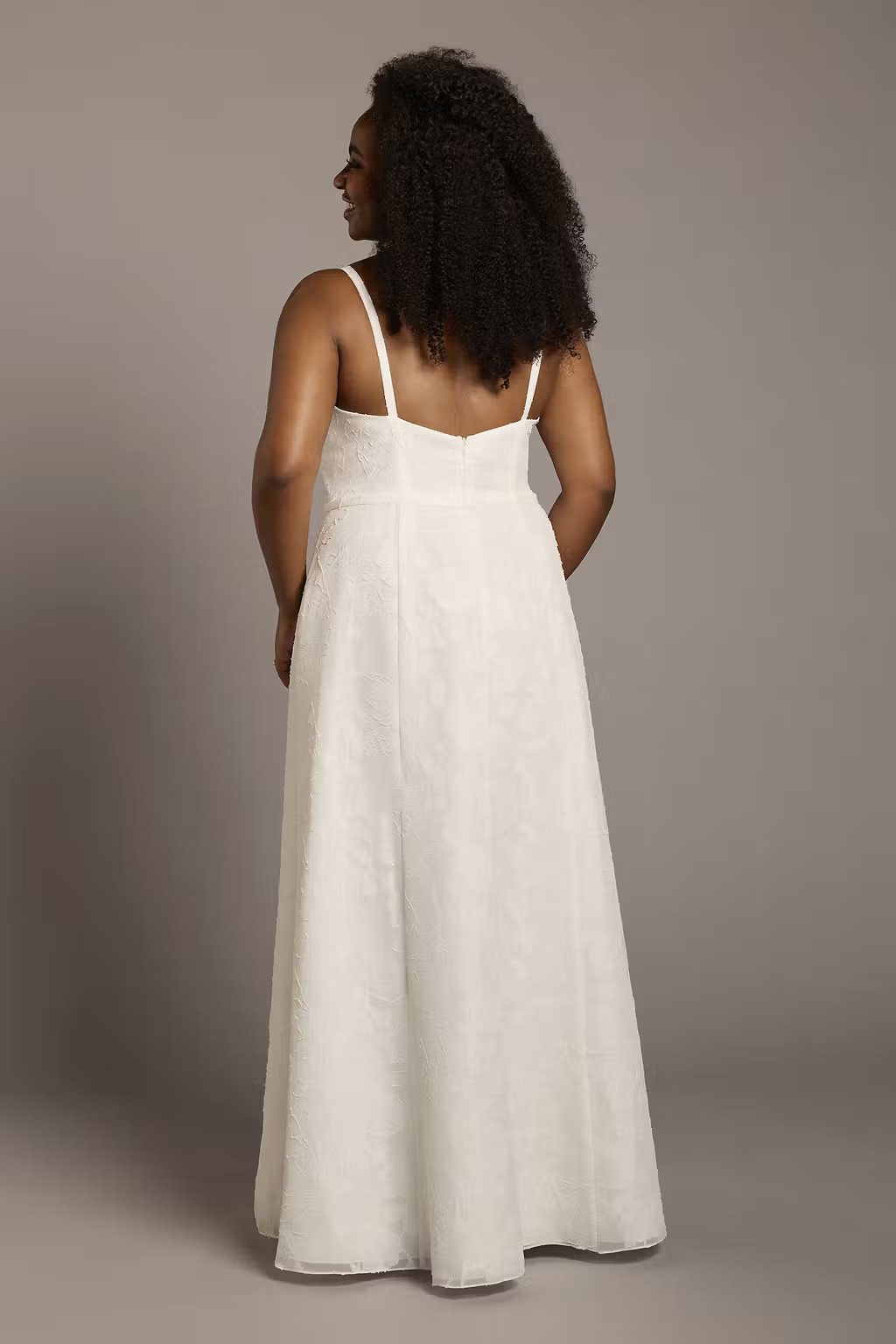 DB Studio Soft White Spaghetti Strap Jacquard A-Line Dress Size 2 David’s Bridal