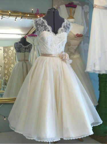 Vintage Short Beach Wedding Dresses 1950′ Bridal Gowns White Ivory Plus Custom