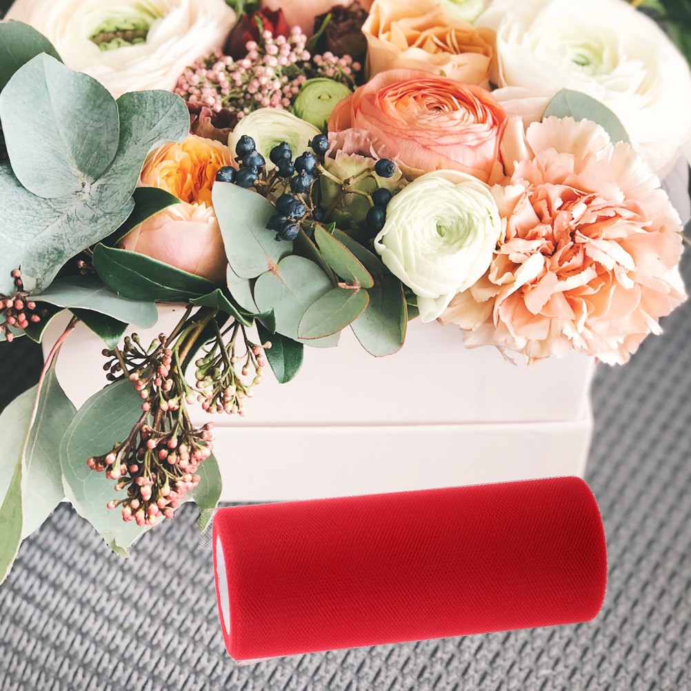 Polyester Red Tulle Roll 22M for Wedding and Event Room Decoration
