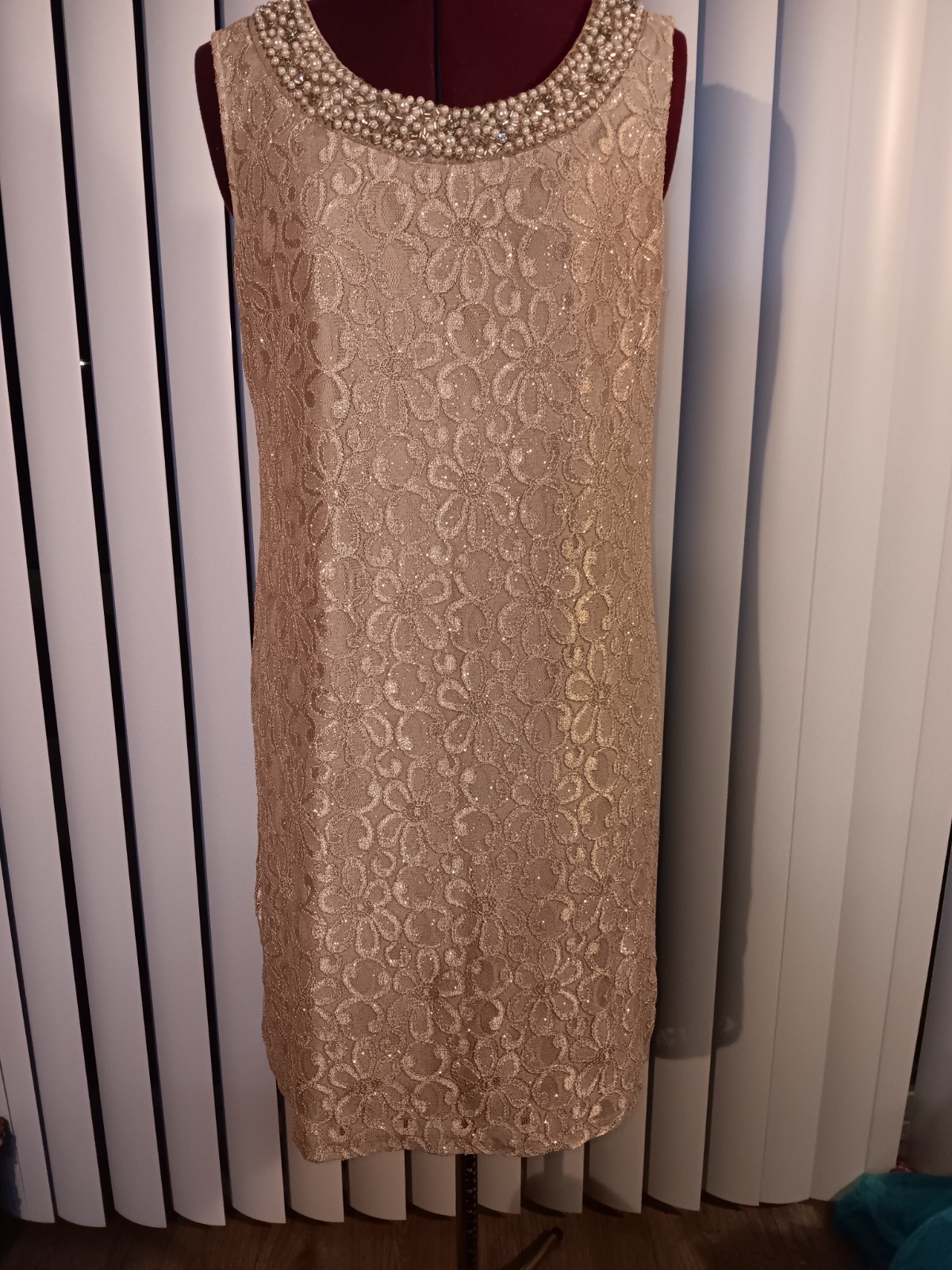 Mother-in-law’s Wedding Dress Champagne Beaded Collar Jacket 12p Sparkly