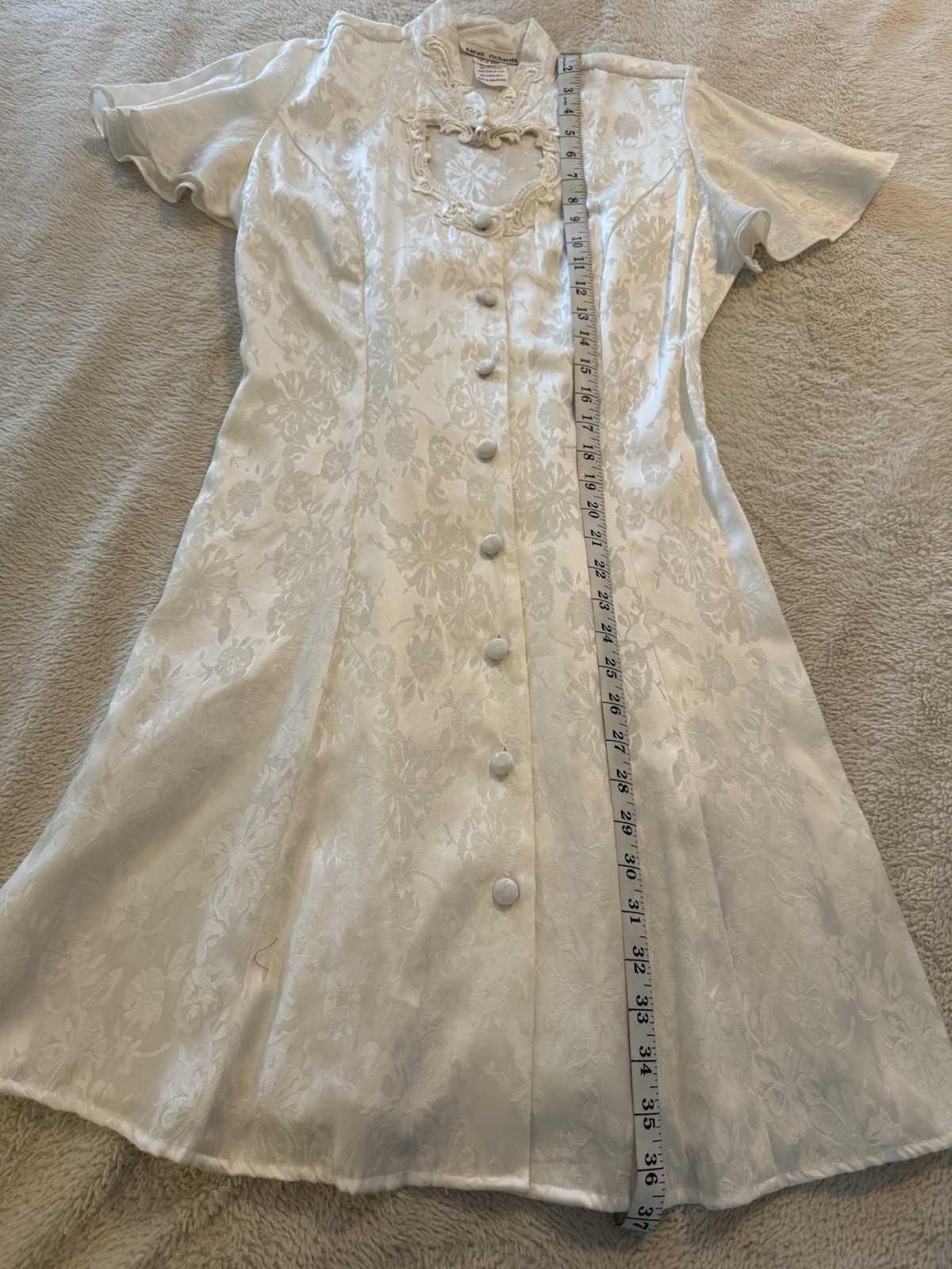 VTG Sarah Richards Lovercore Heart Cutout Dress Bridal Floral Jacquard Corset 5