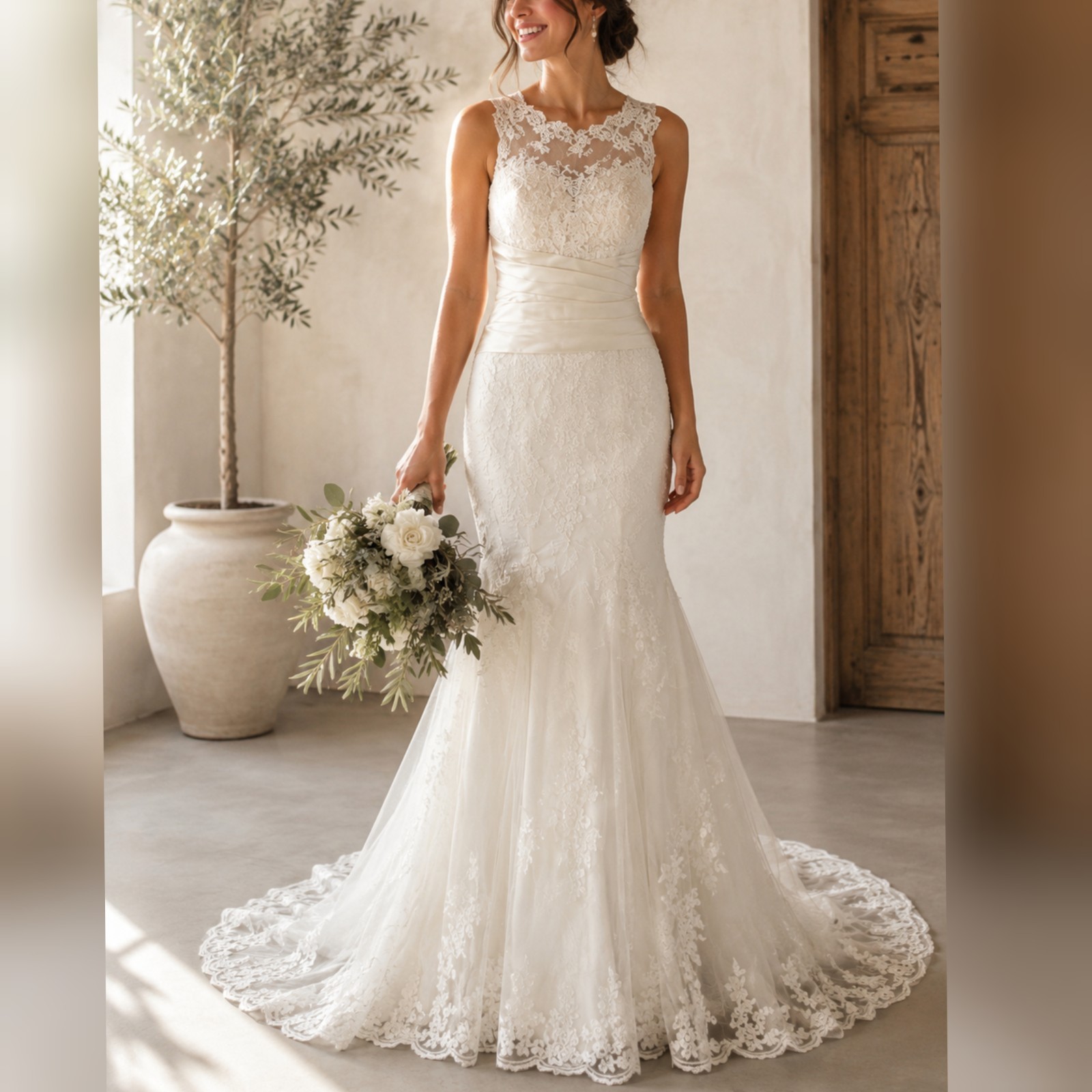 Unbranded Ivory Fit and Flare mermaid Sweetheart Lace Wedding Dress sz 2