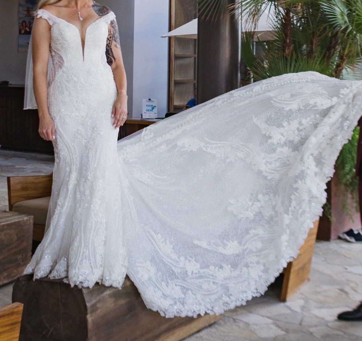Martina Liana Design 1338. Size 8. Sleeves Altered To Wear Off The shoulder