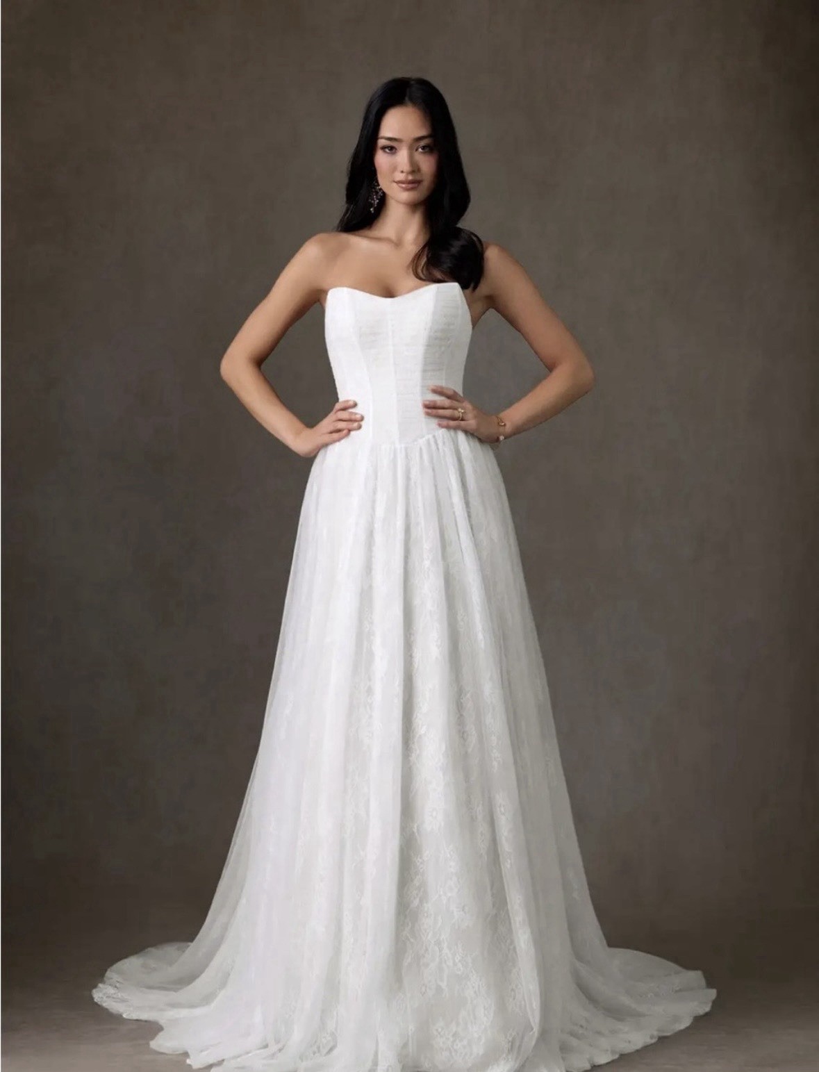Azazie Strapless Lace Wedding Dress A-Line