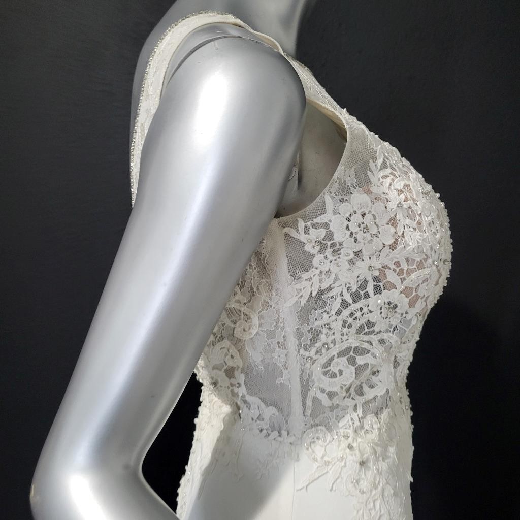 NWT~$1595~JOVANI~SZ 4~IVORY OFF WHITE LACE RHINESTONE EMBELLISHED WEDDING DRESS