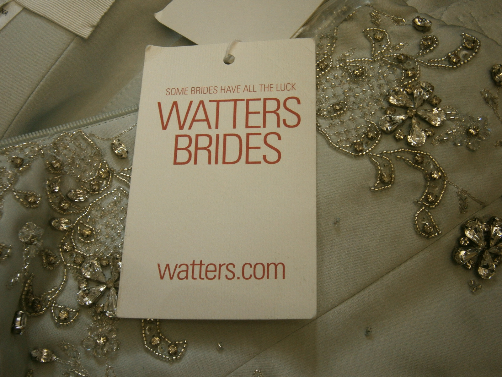 Watters Brides 10 Wedding Dress Ice Blue Silk Strapless Beaded Ballgown NWT