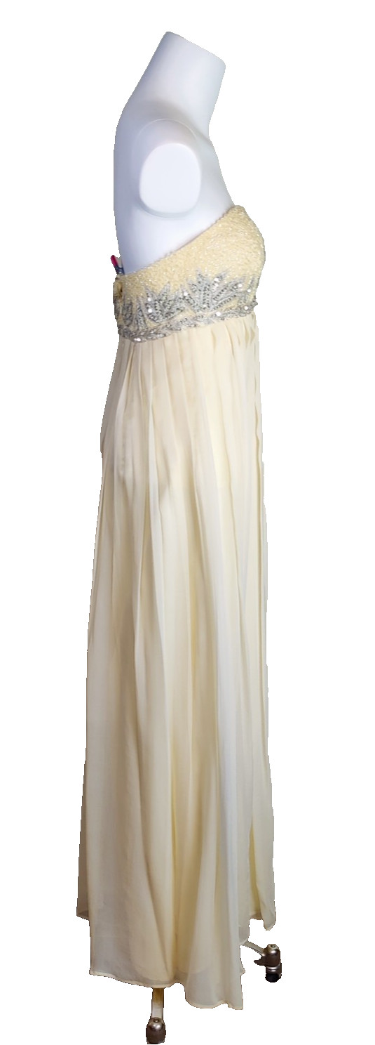 Camille La Vie Ball Gown Wedding Dress Beige Gold Lace Beaded Sequin Size 4