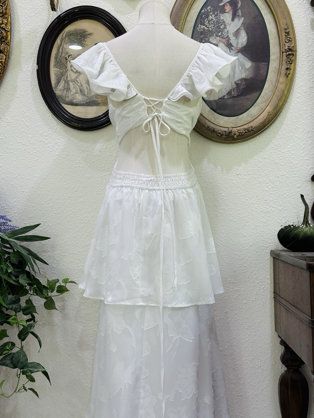 Romantic White Ruffle Dress | Cottagecore Bridal Dress | Beach Wedding